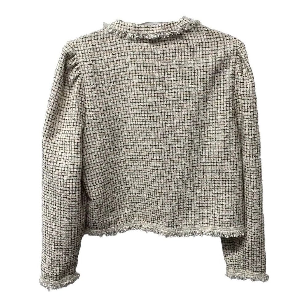 Cato Women’s Ivory Tweed Unlined Long Sleeves Button Up Jacket Sz L Office NWOT - Picture 4 of 10